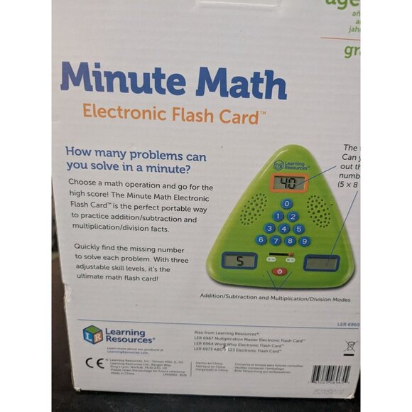 Learning Resources Minute Math Electronic Flash Card: Age 6+ NEW IN BOX - Picture 3 of 3